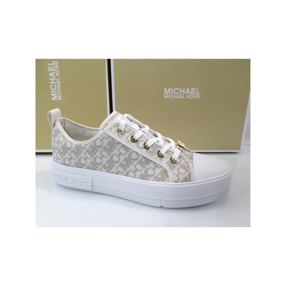 Michael Kors Evy Lace Up Empire Signature Logo Sneakers Vanilla Size 10
